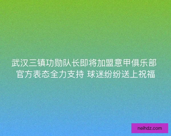 武汉三镇功勋队长即将加盟意甲俱乐部 官方表态全力支持 球迷纷纷送上祝福