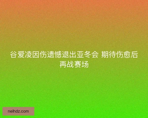 谷爱凌因伤遗憾退出亚冬会 期待伤愈后再战赛场